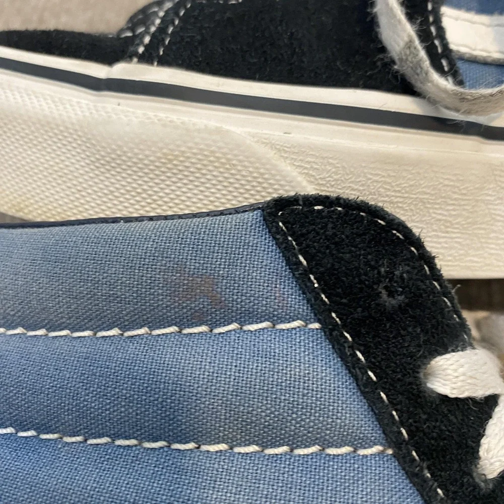 Vans Sk8-Hi Shoes Mens Size 6 Blue Suede‎ High Top Skate Sneakers Athletic